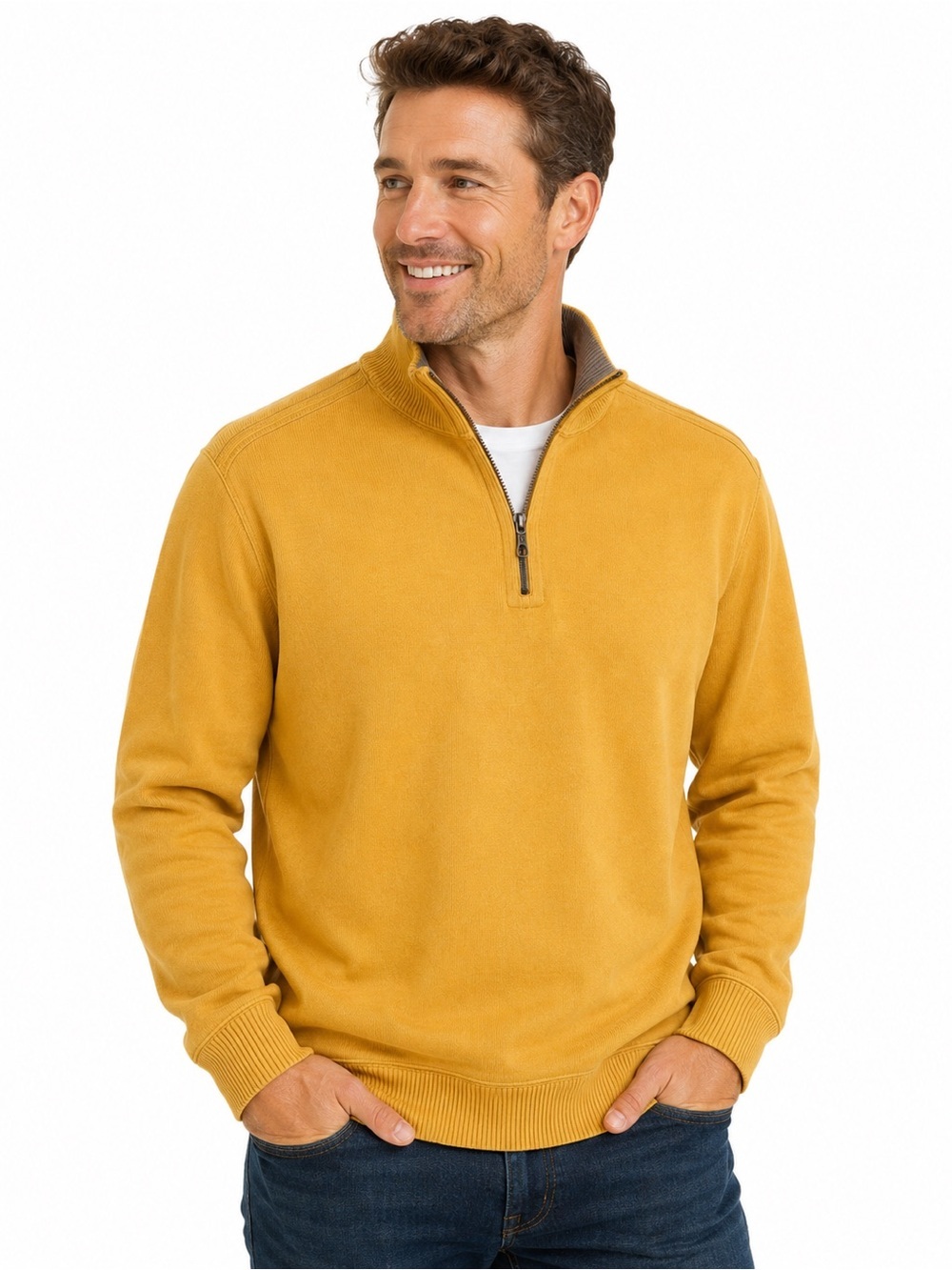 Tommy Bahama Men’s Yellow 1/4 Zip Sweatshirt Pullover Mock Neck Size XL/XXL